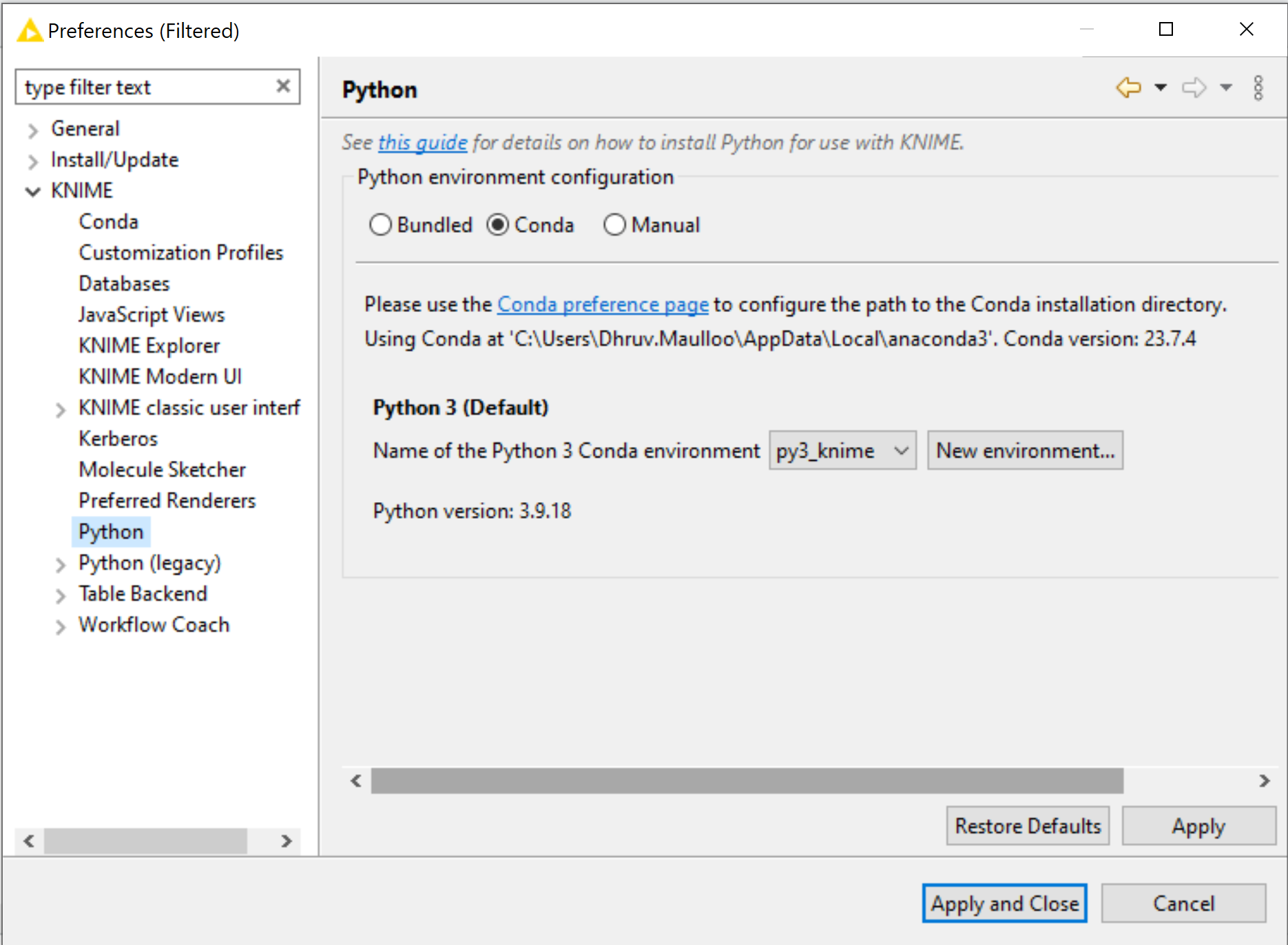 configuration de l'environnement