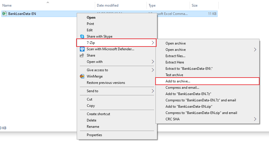 Explorateur de fichiers 7zip