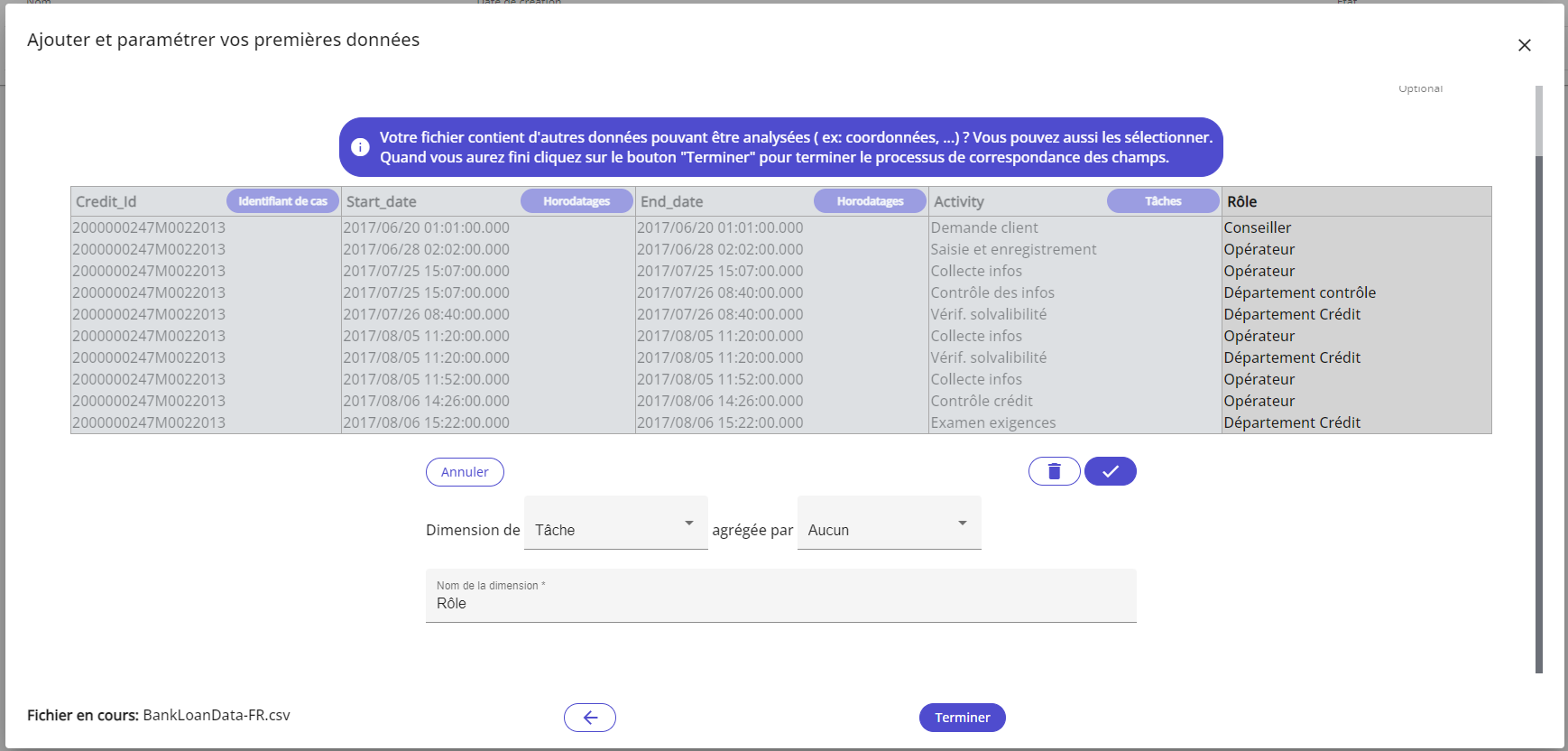 Sélection d'autres dimensions